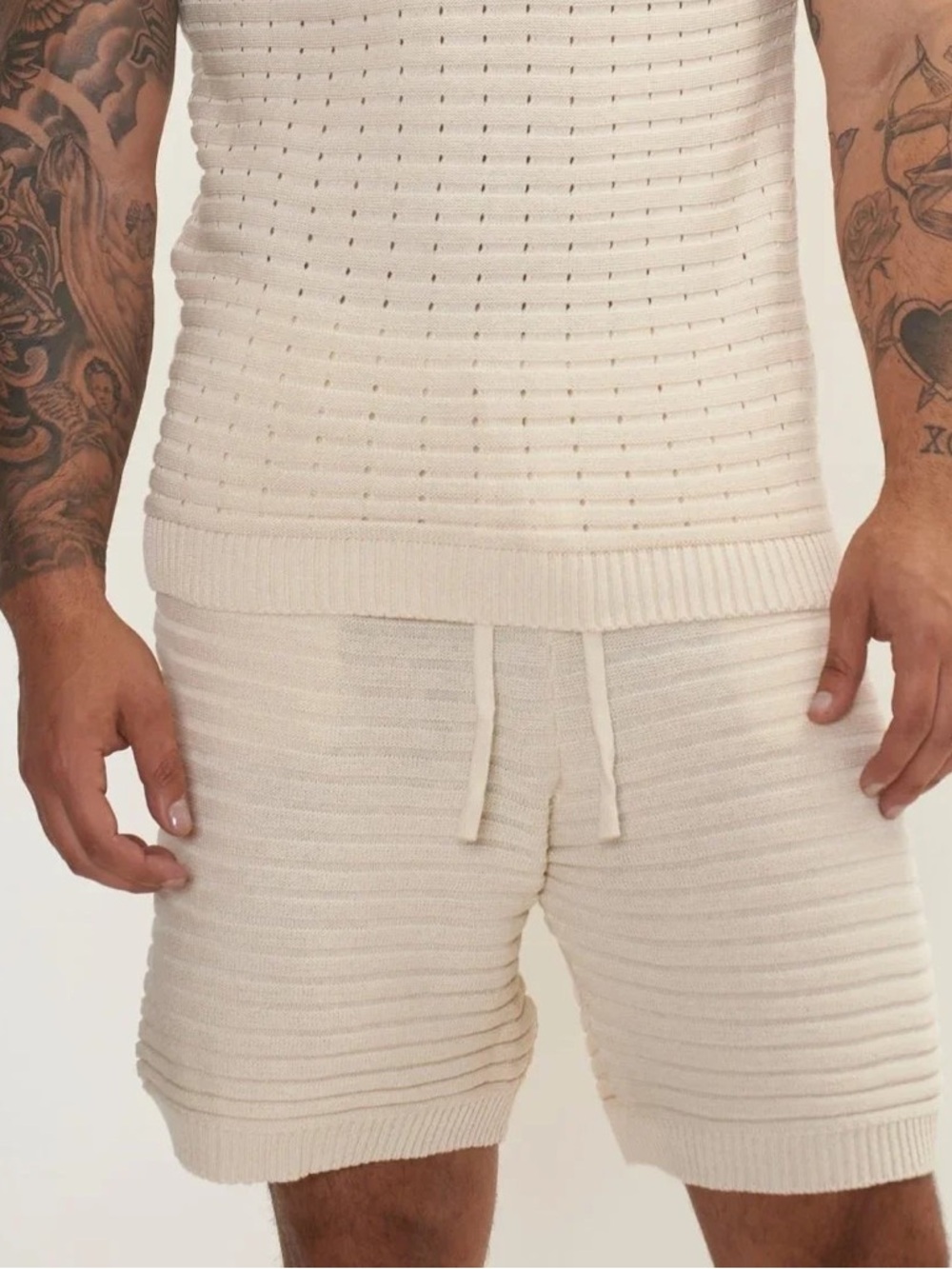 NWT- RNT23 Beige Knit Men’s Pull On Shorts